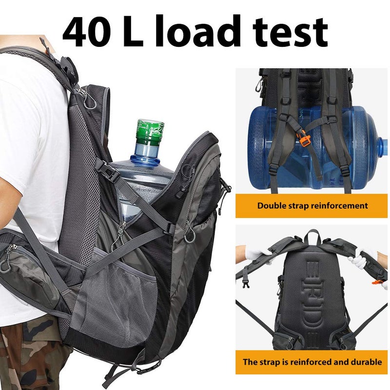 FENGDONG 40L Waterproof Lightweight Outdoor Daypack Hiking,Camping,Travel Backpack for Men Women Black - Image 2